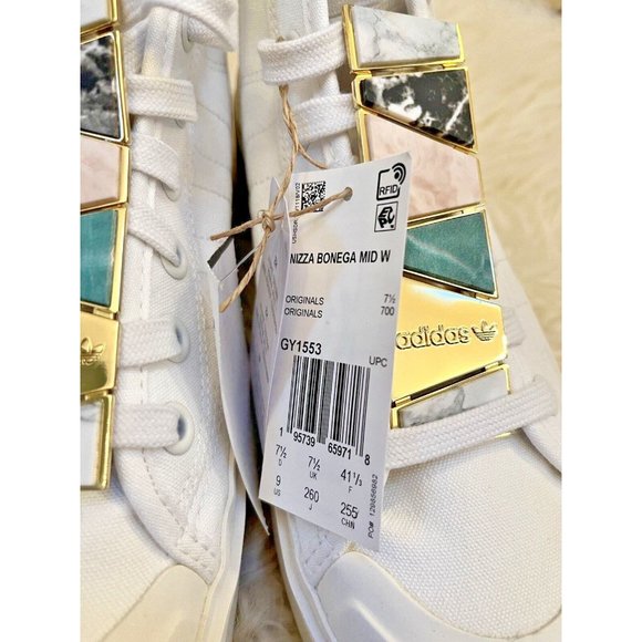 NEW ADIDAS NIZZA BONEGA MID WHITE GOLD 2022 2023 SNEAKERS SHOES WOMENS 9 - Picture 4 of 7